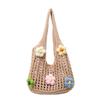 Cotton Woven Beach Bag With Floral Pattern For Summer Vacation And Daily Use