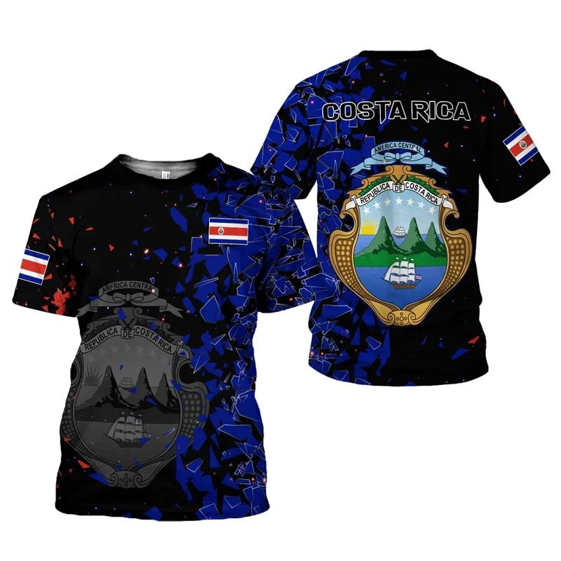 2024 New Costa Rica Flag Graphic 3D Print T-shirt Costa Rica National Emblem Men's Tops  National Day Gifts Personalized Tee