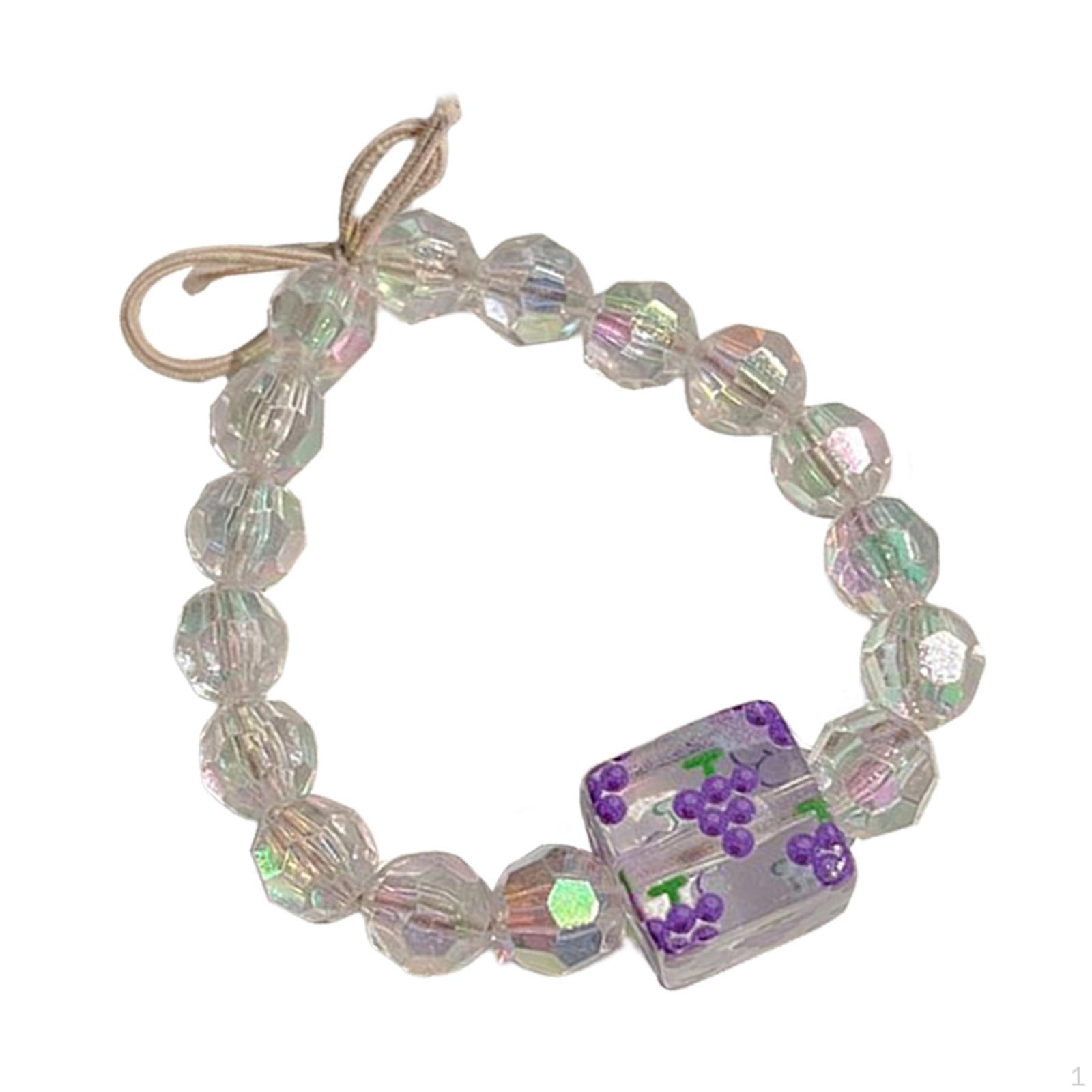 

,Beads Bracelet Hair Bands Rope Scrunchies Accessories, Headwear Korean Style Women Girls Grape Cubes