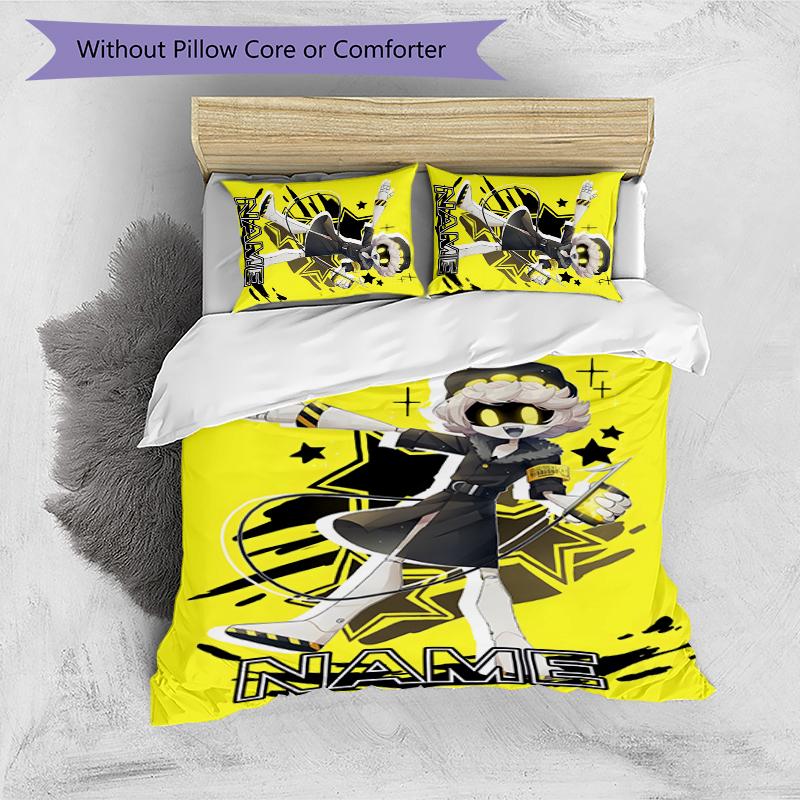 3pcs Custom Name Cartoon Murder Drones Bedding Set Duvet Cover Closure Includes 1 Duvet Cover & 2 Pillowcases for All Seasons Bedroom Decor