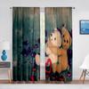 Lustiger Teddybär mit Geschenkbox Liebesherzen Transparente Vorhänge für Wohnzimmer Schlafzimmer Küchendekor Fenstervoiles Tüllvorhang