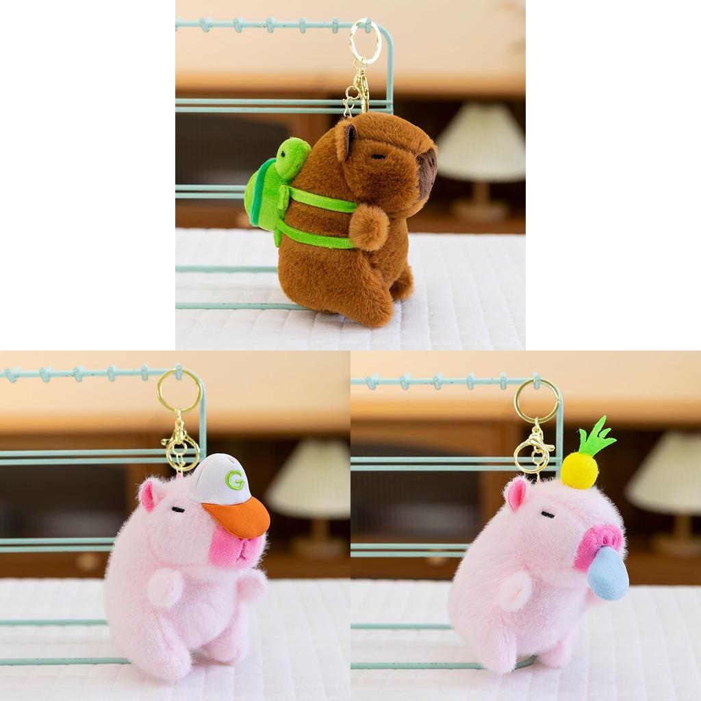 Playful Capybara Plush Toy Cute Animal Keychain Adorable Soft Doll For Kids And Collectors