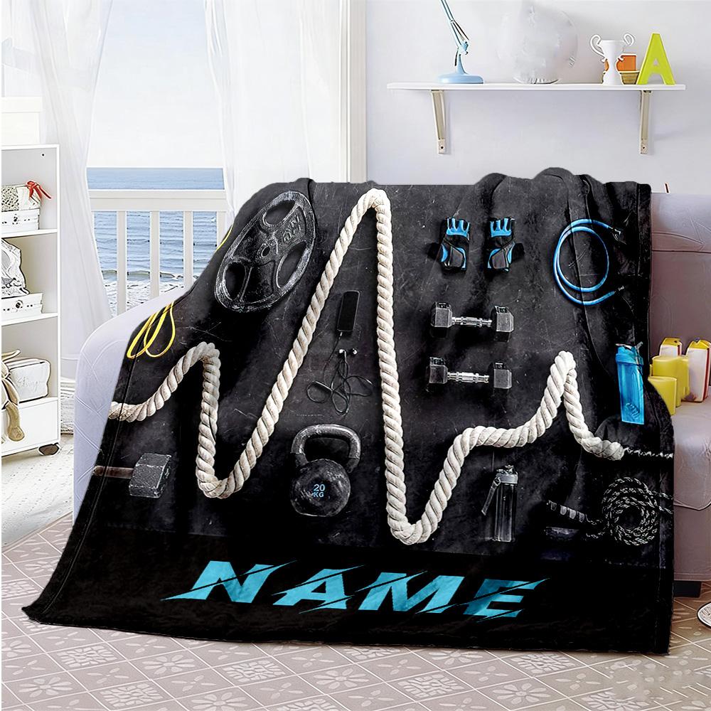 Fitness11 Customize Text Blanket Lightweight Customizable Blanket Comfortable for Nap Sofa Chair Office Chair for All Occasions