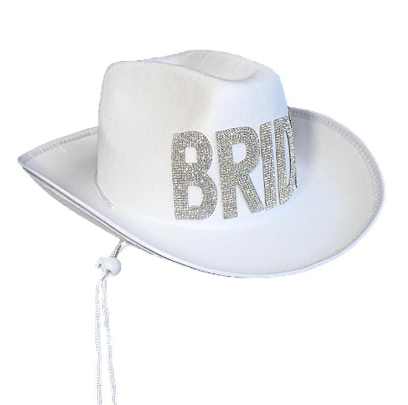 Letter Bride Cowboy Hat for Bridal Wide Brim Cowgirl Hat Wedding Party Props Bachelorette Party Hats for Bride Female