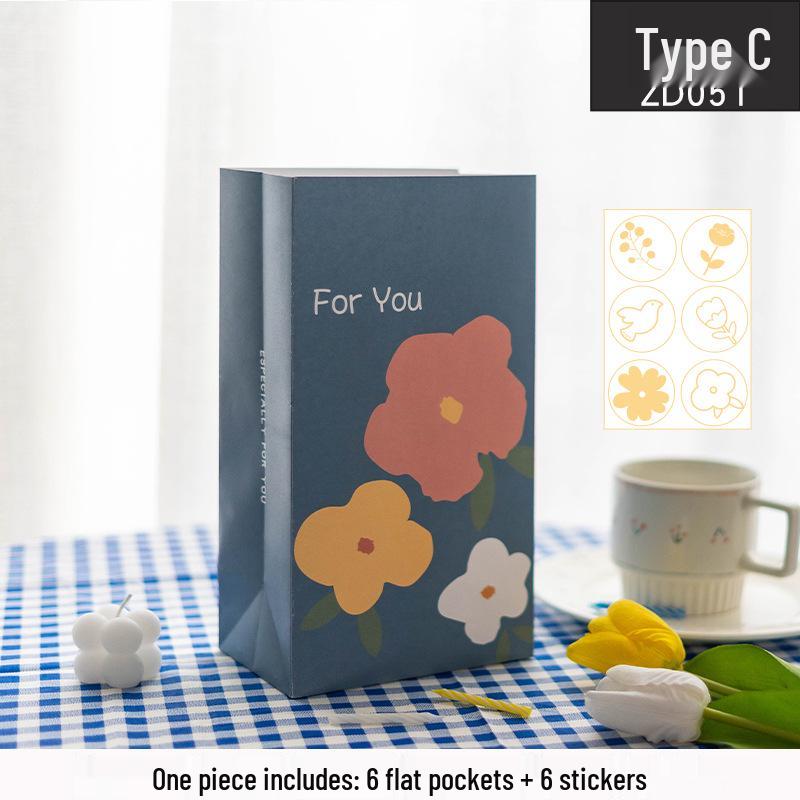 Retro Spring Festival Oil Painting Gift Bag - Creative Candy & Biscuit Packaging for Christmas