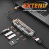 6-in-1 Transparent Type-C USB 3.0 Docking Station Hub Converter