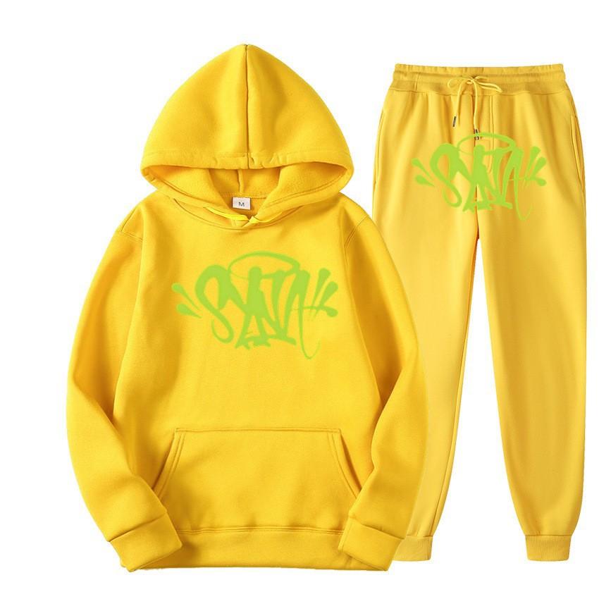 SynaWord High Street Fashion Trendy Brand Suit Men's Ins Trend Hip Hop Hoodie Syna Print Sweater Suit