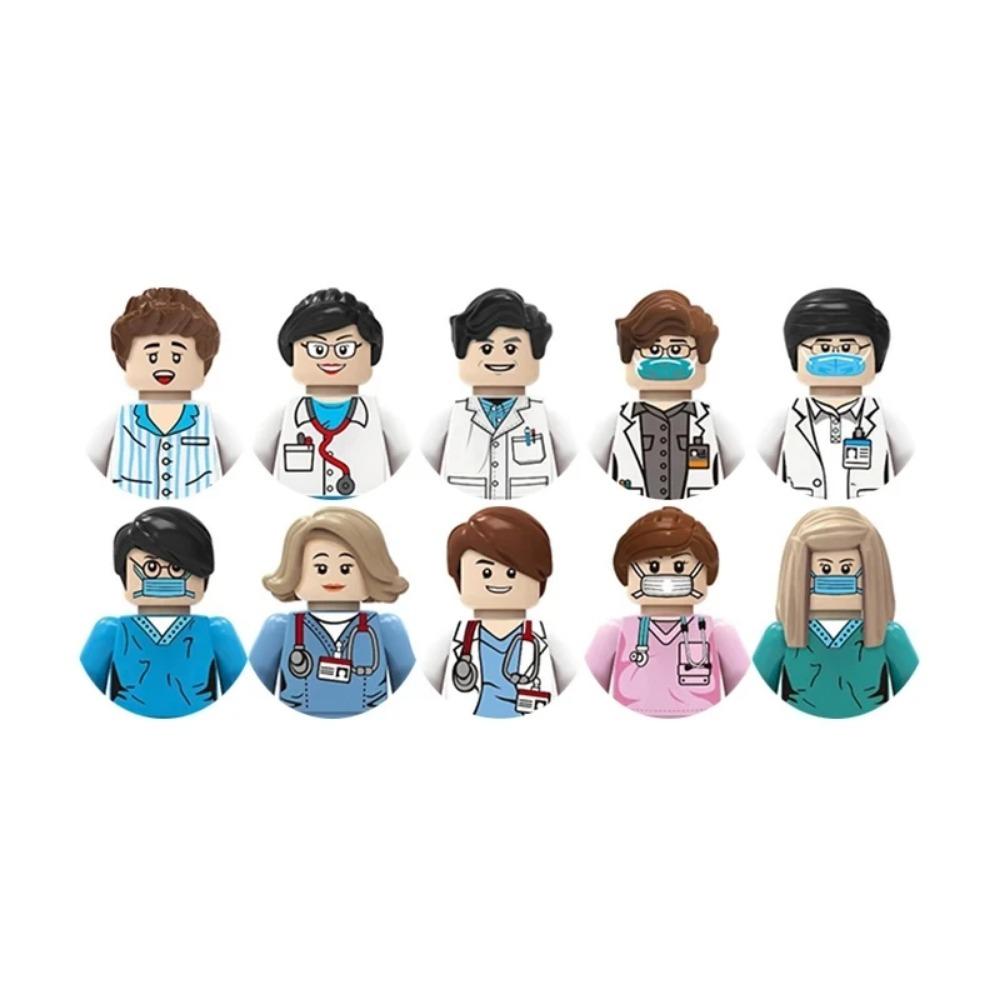 Stadt Charaktere Actionfiguren Bausteine Polizist Lehrer Feuerwehrmann Beruf Mini Figur Puppen Bricks Set Kinderspielzeug