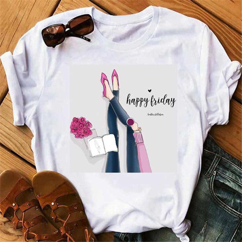 Summer High Heels Simple Women's Casual Cute Plus Size Pure Cotton Short Sleeved T-Shirts Women’s
