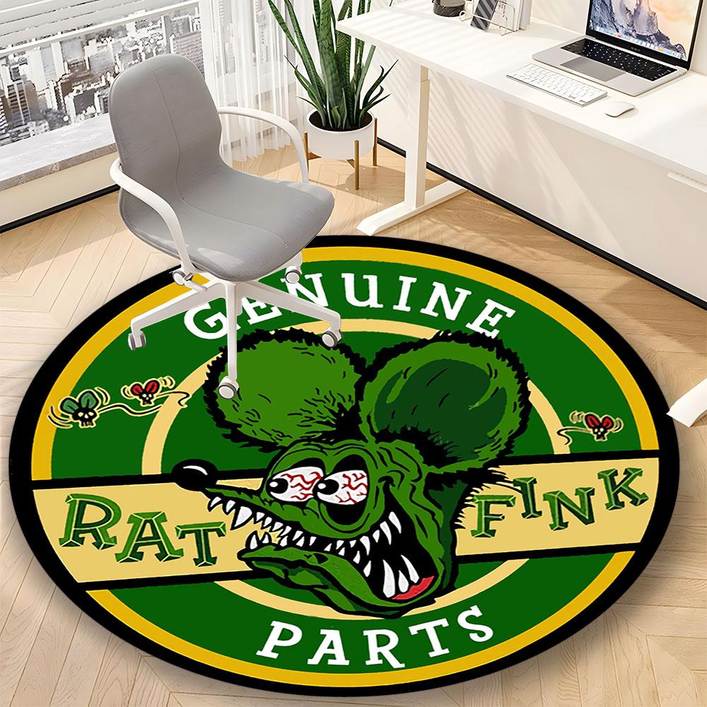 The Legend of Rat Fink Printed Round Rug – Non-Slip Round Floor Mat – Indoor Home Decor Rug