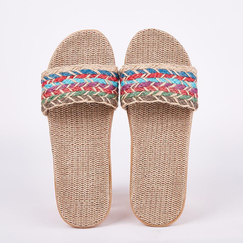 Fashion Women Indoor Slippers Home Flax Slides Summer Flat Shoes Woman House Floor Slippers Breathable Lovers Bedroom Shoes SH061202