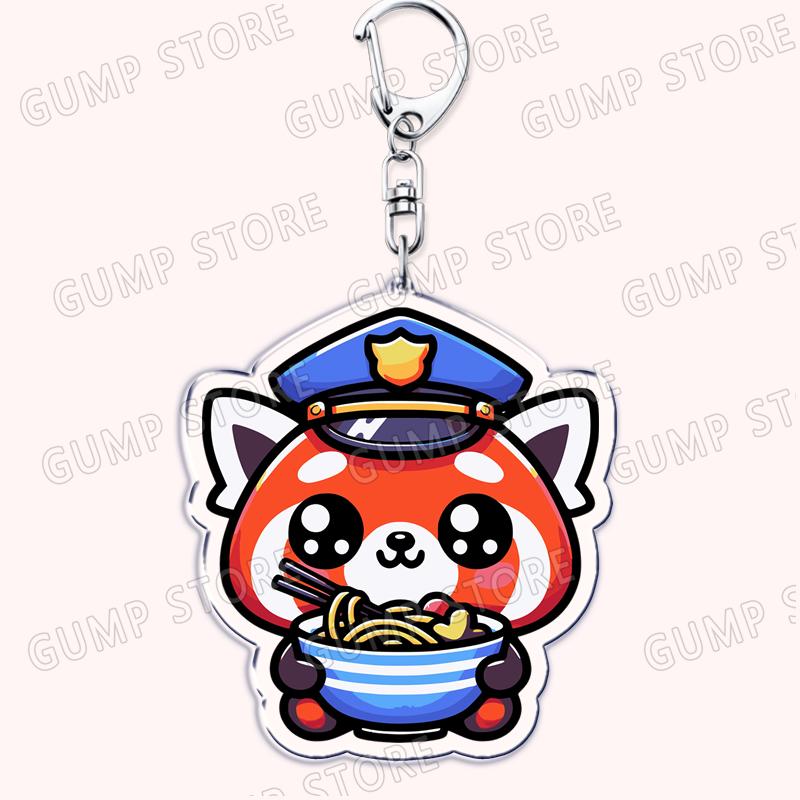 Hot Red Panda Eating Ramen Keychains for Accessories Cant Hear You Im Gaming Keyrings Jewelry Fans Friends Gifts