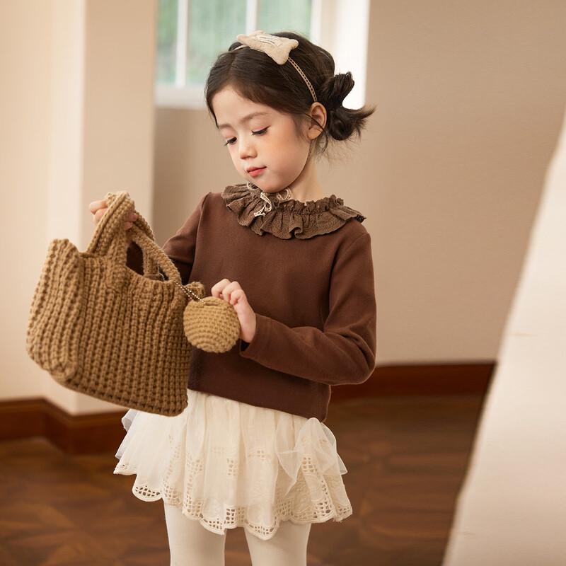 LUSON Baby Girls' Lace Collar Long Sleeve T-Shirt