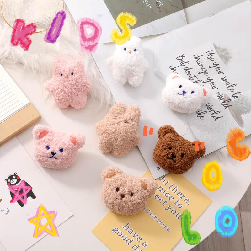 Cute Soft Cute Bear Pin Cartoon Plush Sweet Student Girl Children Uniform Lapel Clothes Hat Brooch Bag Pendant