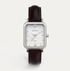 [Lumten] Lumten Harbor Men's Leather Watch White Silver Dark Brown