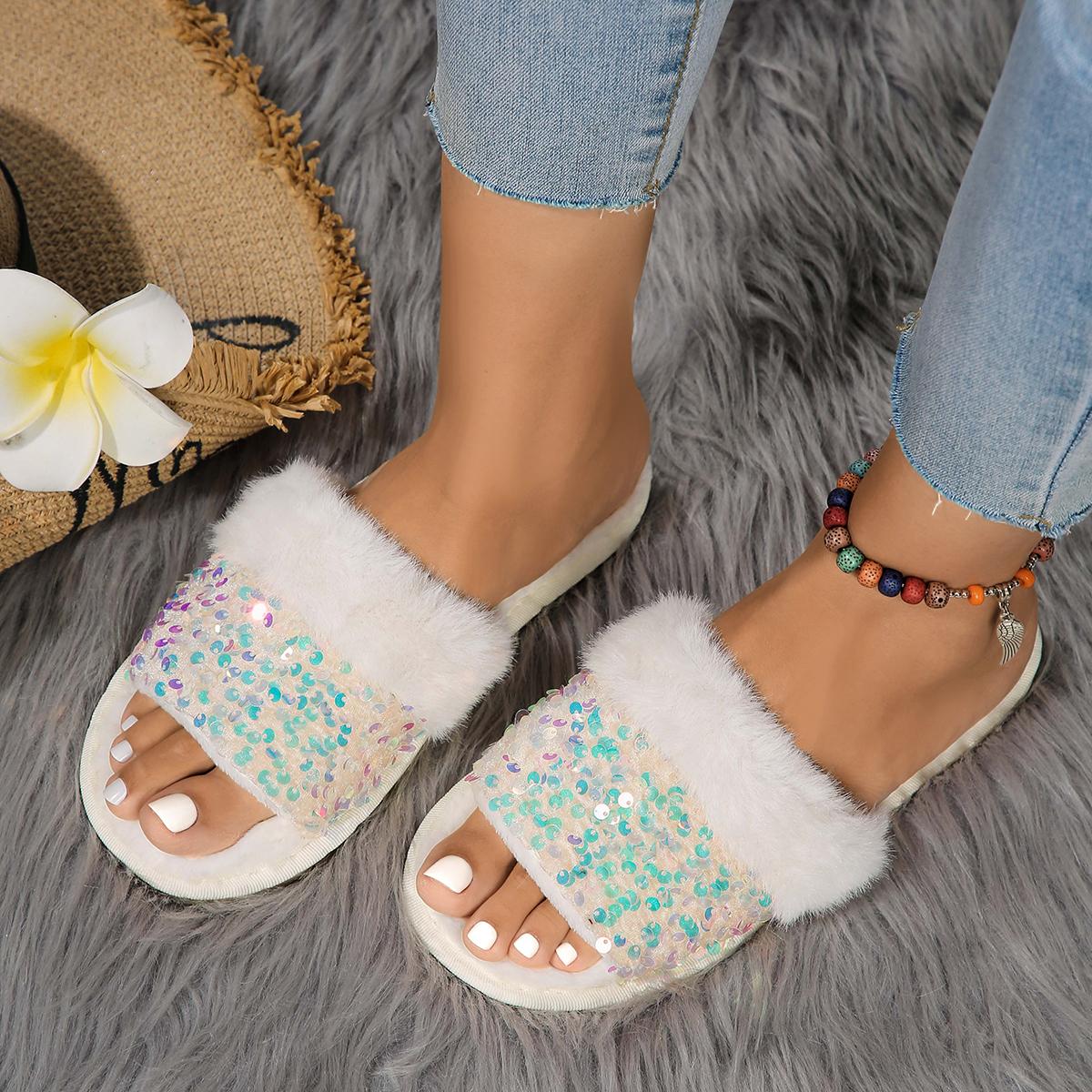 

Fashion Women Flat Slippers Spring and Autumn Shallow Suede Sandals Comfortable Lightweight Casual Slippers Hot Designer Slides Women 36-37