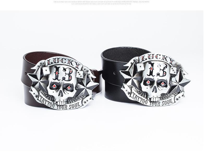 Cinto de Couro Masculino com Fivela de Caveira Retrô - Estilo Personalizado do Velho Oeste Americano