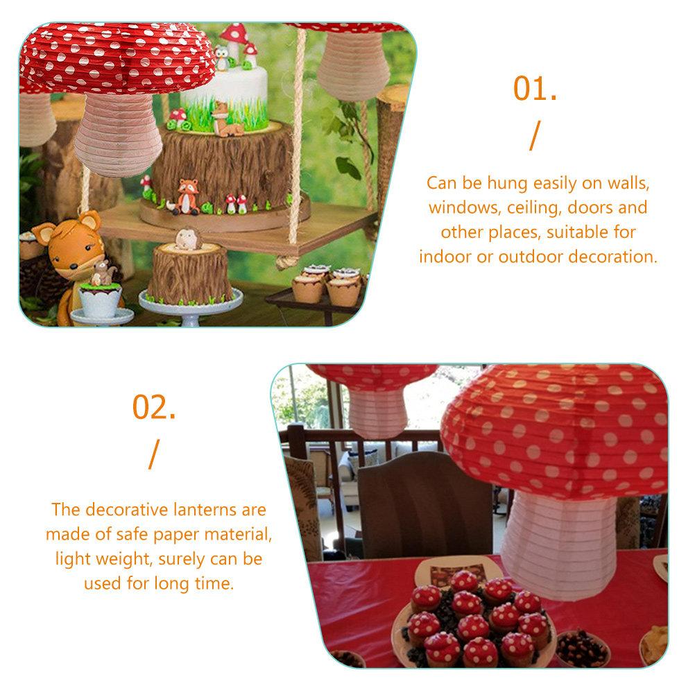 3Pcs Hanging Paper Lanterns Mushroom Shape Party Festival Decorations Indoor Outdoor Mushroom Lanterns Colorful Hanging