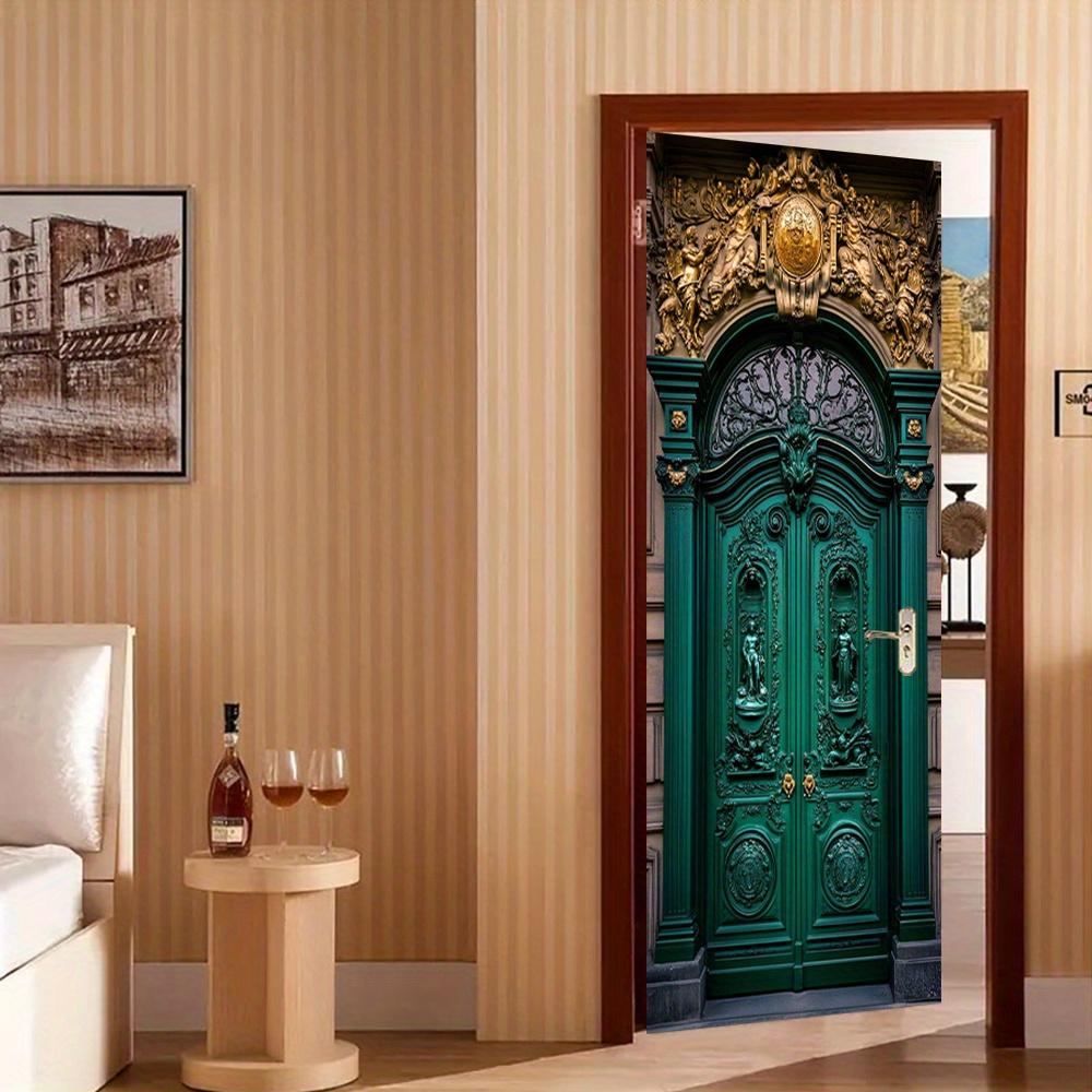 Kupfergrün mit goldenem Türsticker Tapete PVC Landschaft Heimdekor Möbel Vinylfolie Wasserdichter Wandsticker Schlafzimmertür Dekorfolie