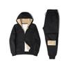 Men's Autumn/Winter Fleece-Lined Thickened Cardigan Hooded Sweatshirt + Pants Sport Suit Outdoor Casual Set