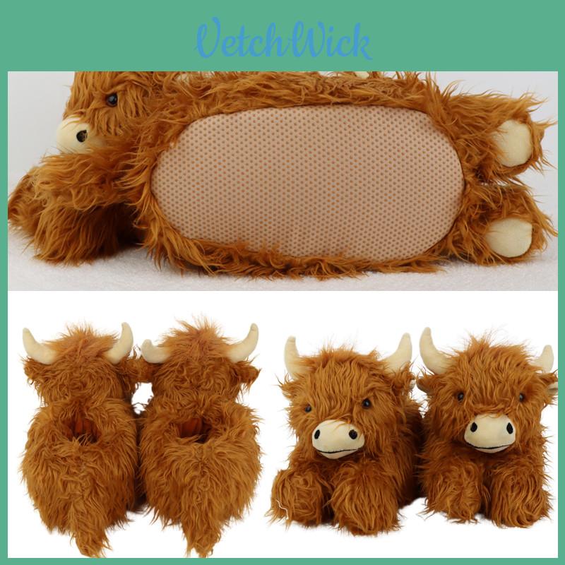 Highland Cow Plush Slipper Warm Indoor Home Xmas Gift