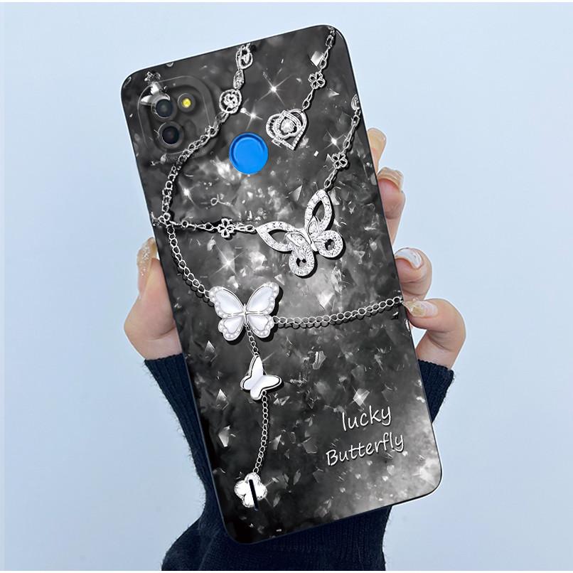 For Tecno Pop 4 Lte Case Liquid Silicone Fashion Simplicity Oil Painting Floral Back Cover For Techno Pop4 Air Phone Case BC1s