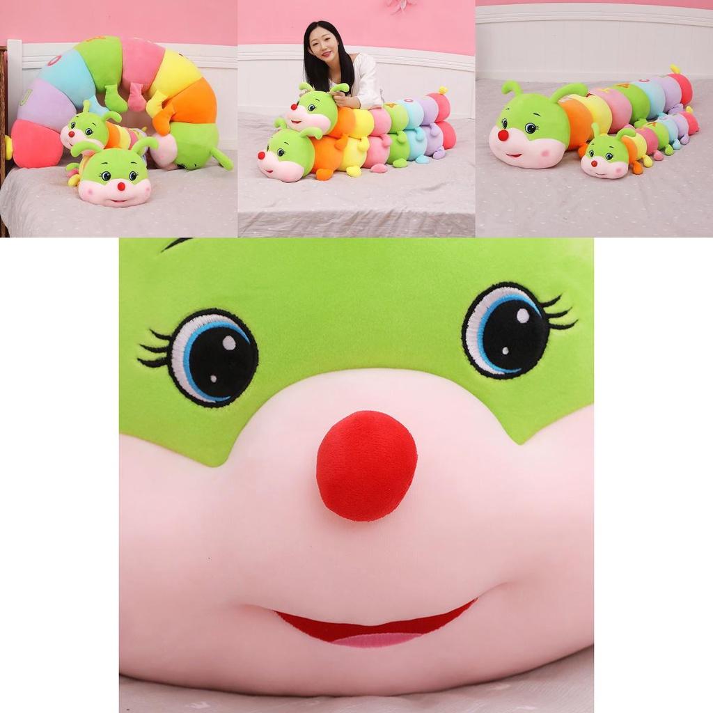 Giant Soft Caterpillar Sleeping Pillow Plush Toy For Kids In Colorful Multicolor Design