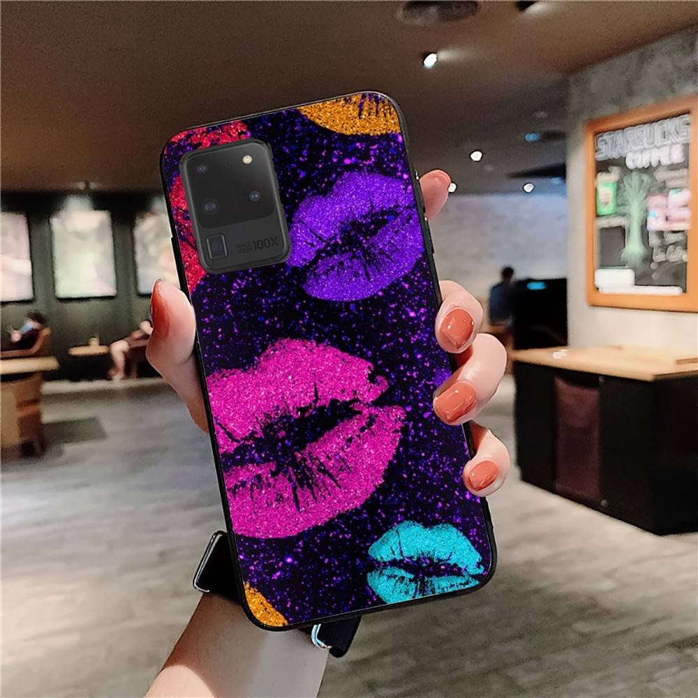 Leopard Print Sexy Lips Phone Case For Samsung S 24 Fe 25 Ultra Plus 20 Lite 21 30 22 23 24 22 Ultra 5G Fundas