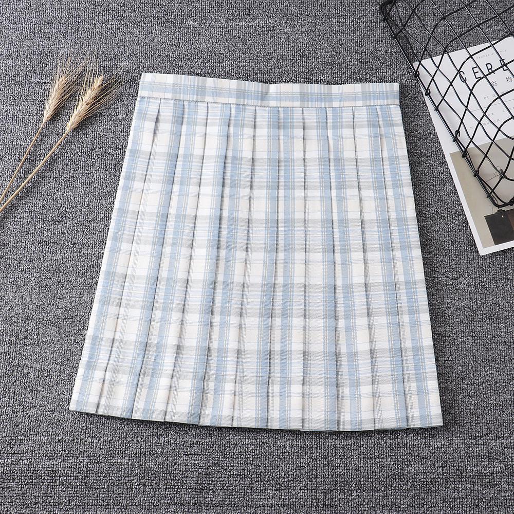 High-Waisted Japanese JK Plaid Pleated Skirt - School Uniform Style