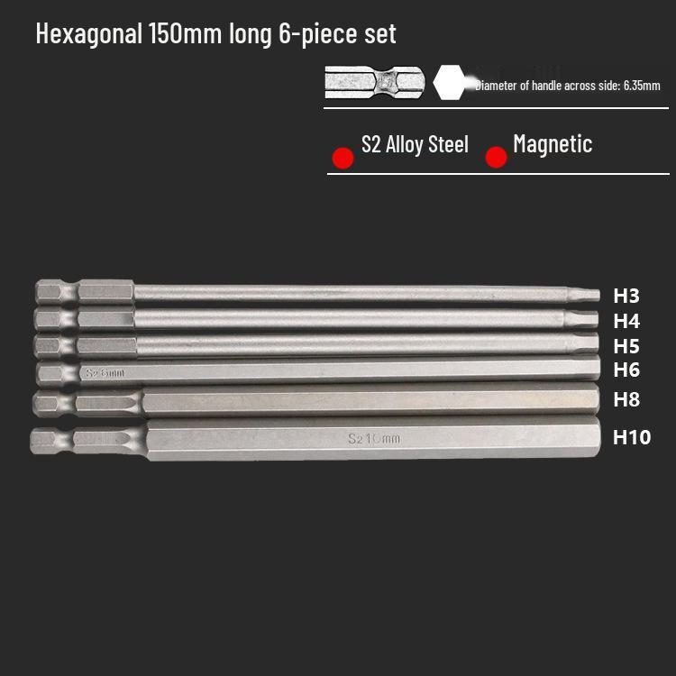 S2 Air Impact Hex Socket Bit Set, Pneumatic & Electric Screwdriver, 1/4 Strong Magnetic