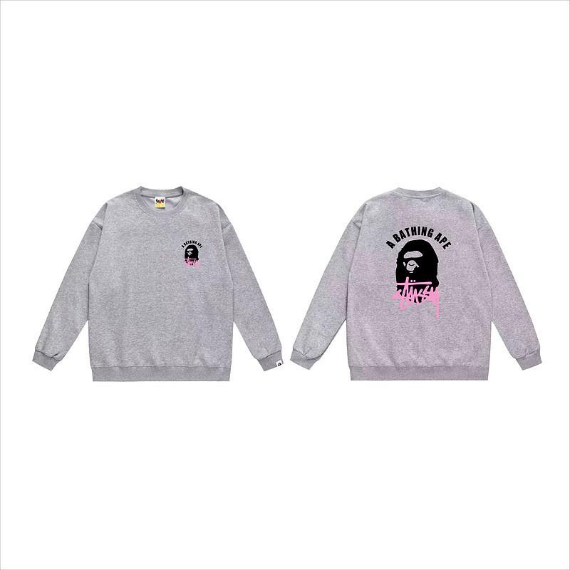 Unisex lässiger übergroßer Rundhals-Pullover mit Schriftzug-Print leichter Baumwoll-Hoodie