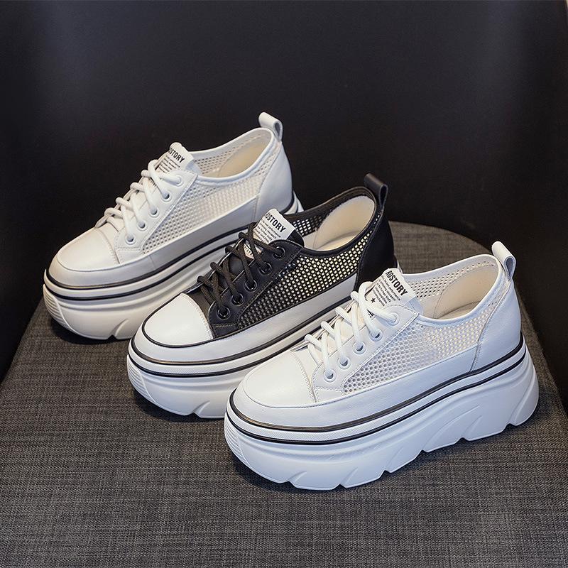 2025 new ins trendy sports and leisure thick-soled breathable leather Forrest Gump dad shoes women's small size height-increasing women's shoes