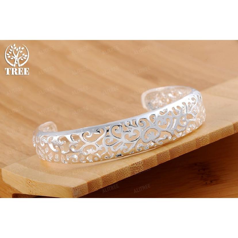 Fine Hollow pattern bangles 925 Sterling Silver cuff Bracelets for Women adjustable Fashion luxury Jewelry wedding Party Gifts
