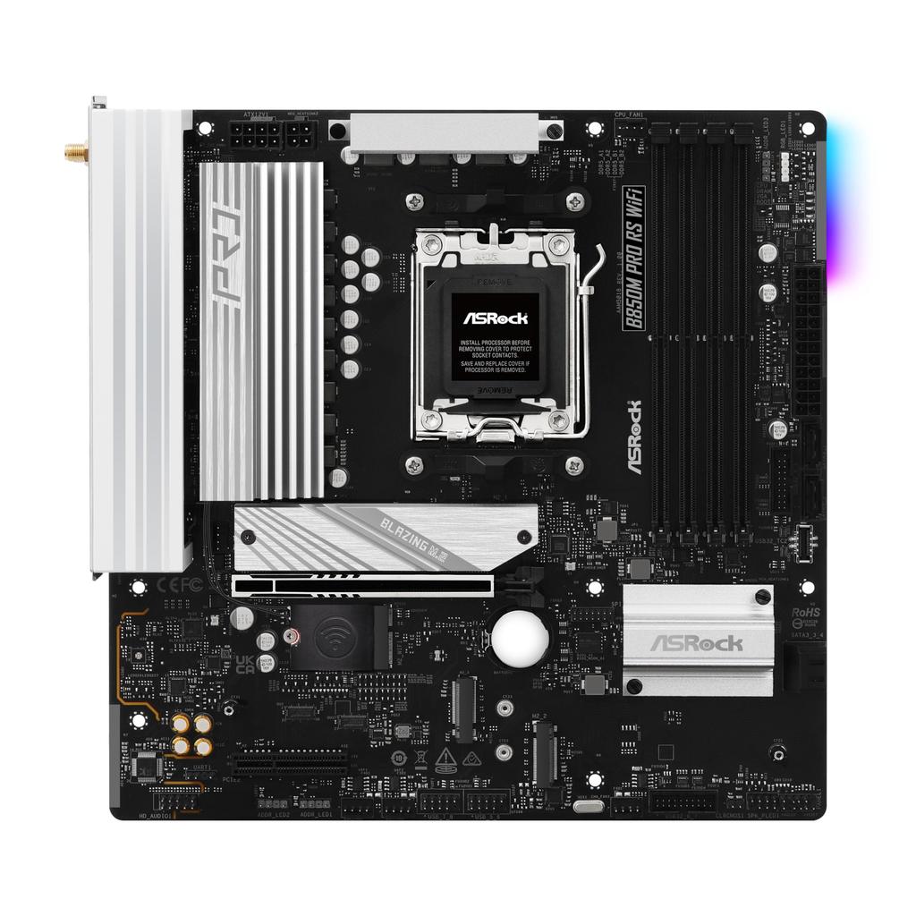 ASRock Motherboard B850M Pro RS WiFi AMD Ryzen 9000 8000 7000 Series CPU Compatible DDR5 Micro ATX Motherboard Authorized Distributor / / (Soket AM5)
