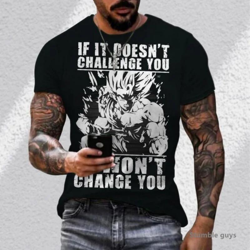 2026 Men's Sport Goku T-shirt Anime Dragon Ball Kakarot Vegeta Super Saiyan Unisex Oversized TshirtShort Sleeve