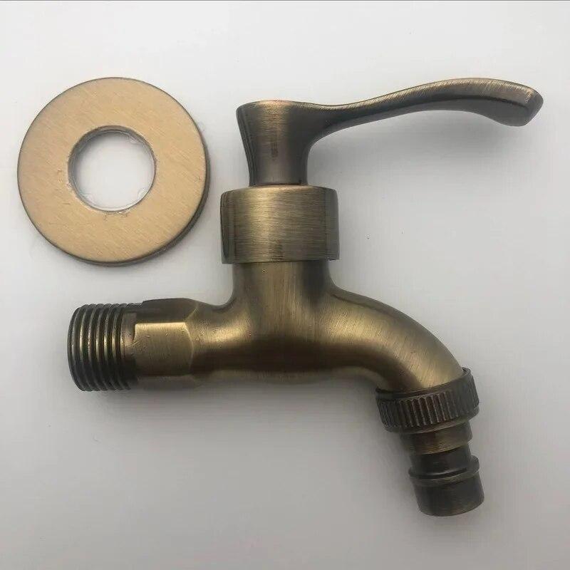 Anituqe Bronze Washing Machine Crane Decorative Outdoor Faucet , Vintage Garden Bibcock Tap Wall Mounted Mop  Brass WF