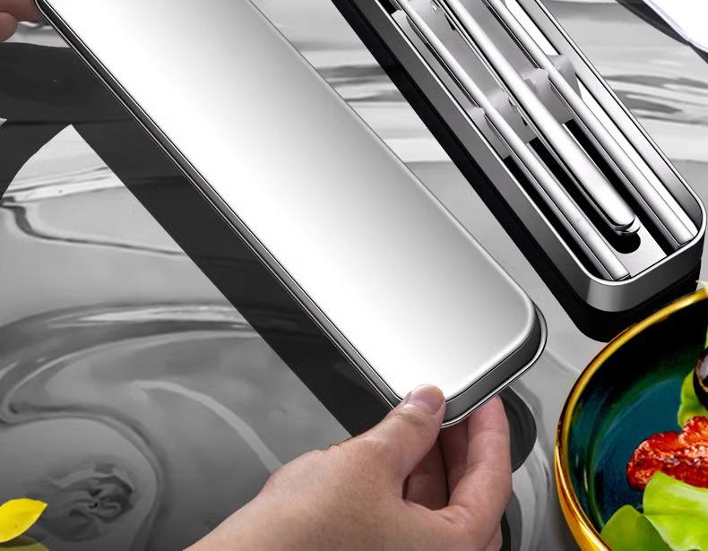 Portable 316L Stainless Steel Chopstick Spoon Set Single Person Cutlery Box Student Storage Box