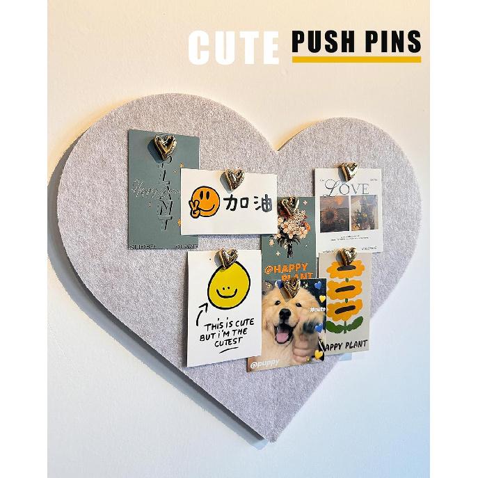 30 pcs - Heart Decorative P, Gold Cute P for Bulletin Board, Office or Home (30Pcs-Gold)