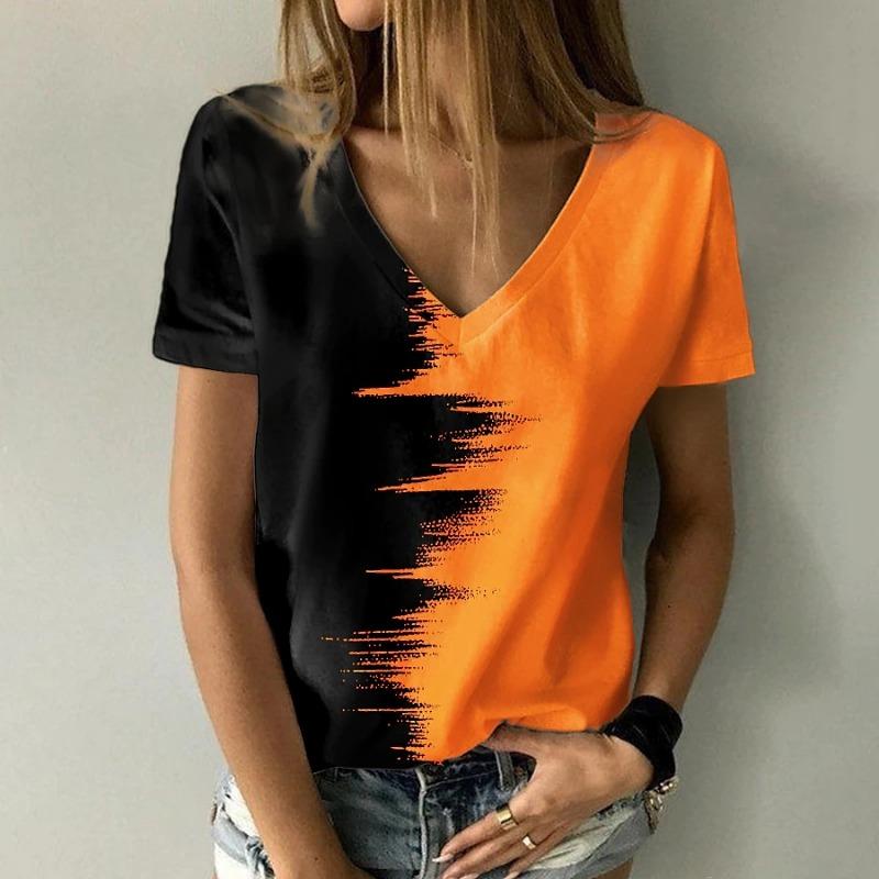 Plus Size Heart Design Pattern Printed T-shirts Summer Fashionable High Quality Short Sleeved