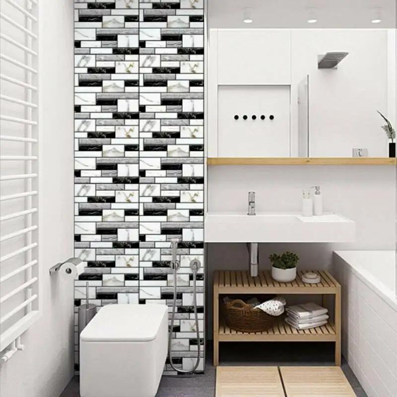 10Pcs Self Adhesive Tile Wall Sticker Home Decor 3D Pvc Sticker Covers For Kitchen Cupboard Bathroom Waterproof Wallpaper