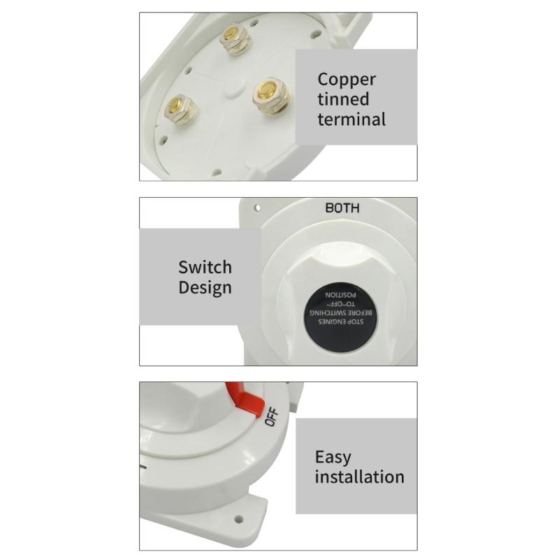 Heavy Duty 300A Marine Battery Switches 3 Way Selector Corrosion Resistant Plastic Brass Iron Marine Component For Boats