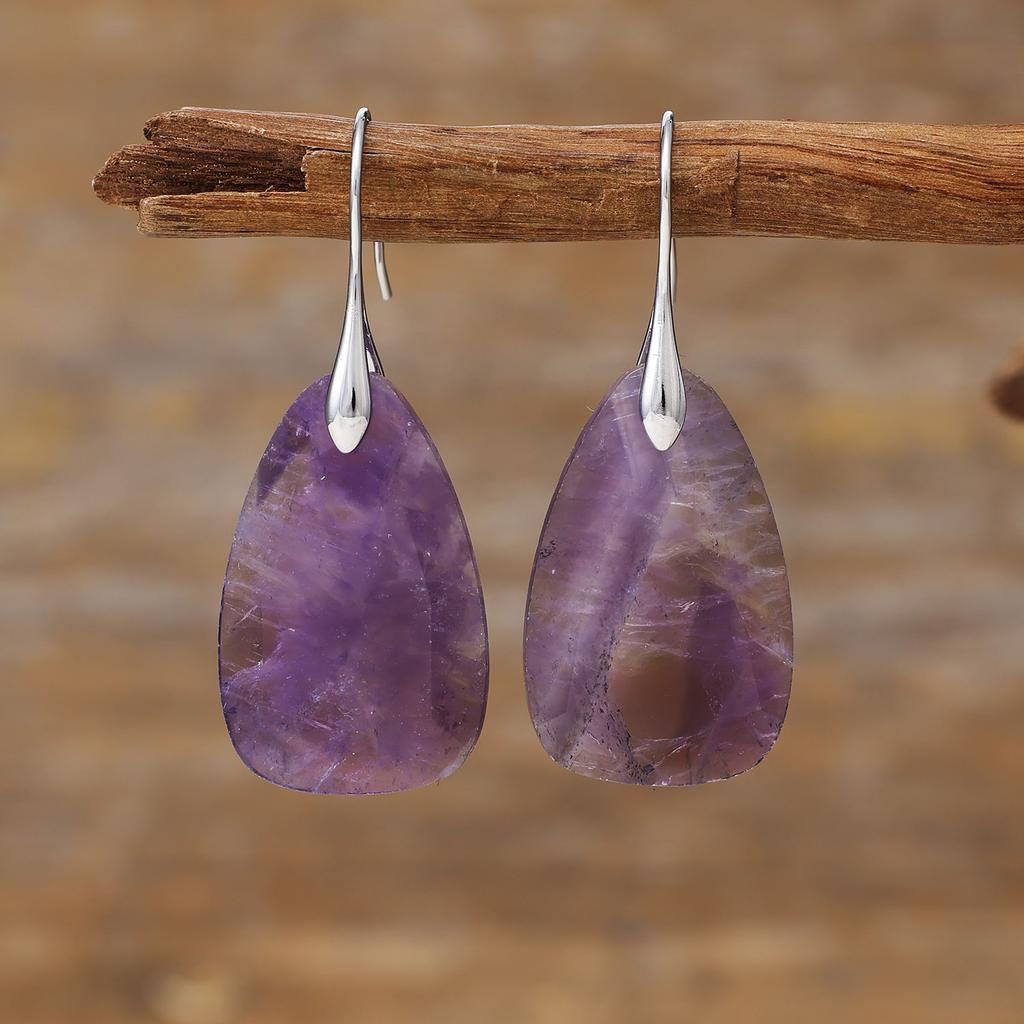 High End Tianhe Stone Pendant Earrings with Elegant Geometric Shapes, Popular European and American Jewelry Accessories