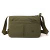 Borsa a tracolla sottile con tasche frontali e tracolla regolabile in nylon tinta unita