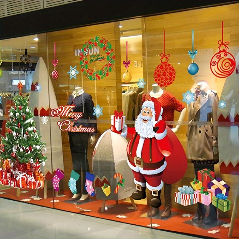 Christmas Window Static Decal, Adhesive, Removable, Vinyl, Santa Claus Christmas Tree Snowman Snowflake Deer DIY