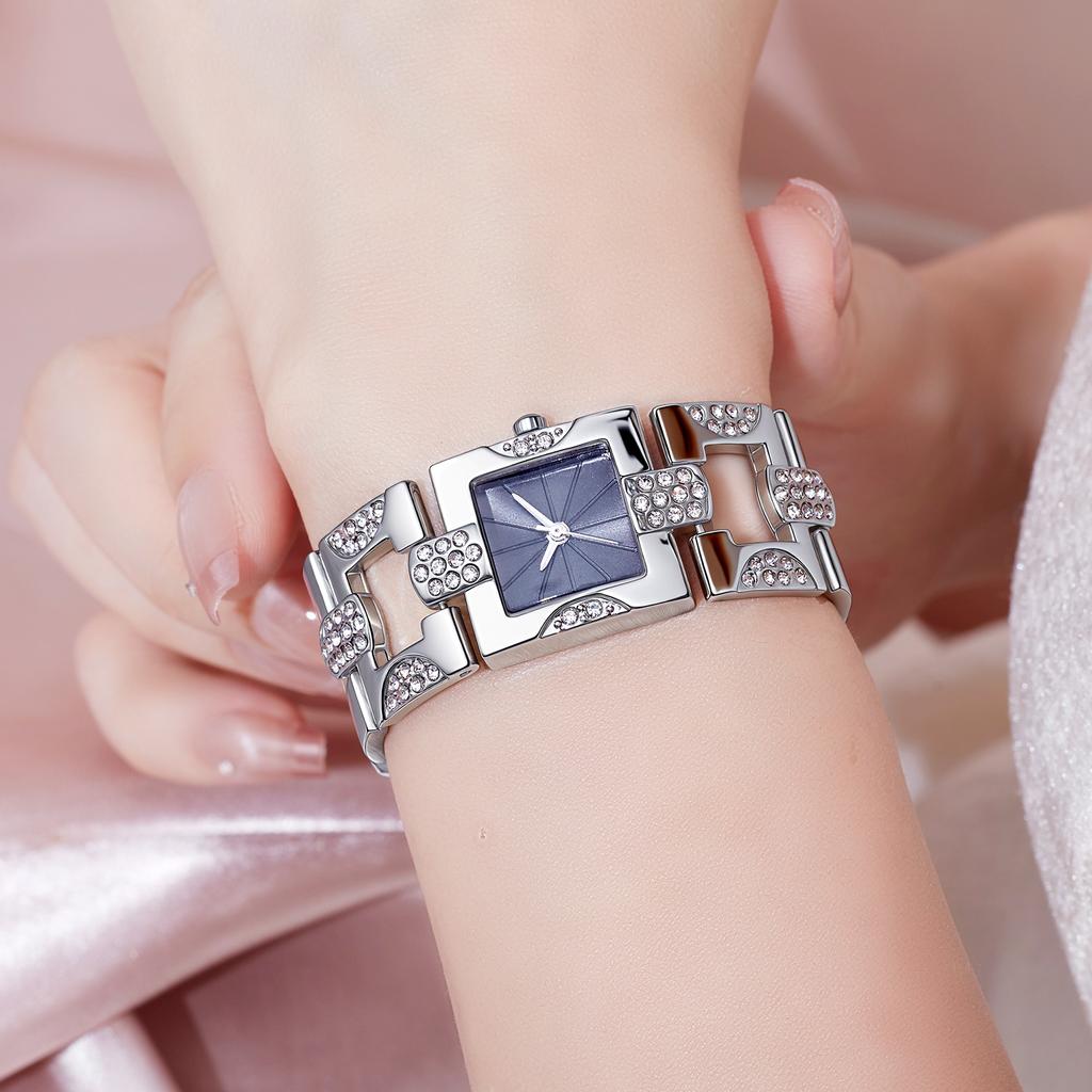New Fashion Luxury Woman Crystal Watch Women Square Stainless Steel Quartz Wrist Watches Ladies Top Bracelet Watches Reloj Mujer
