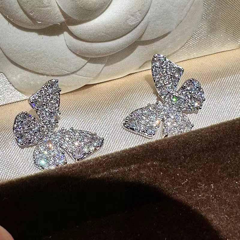 High-End Designer Diamond Butterfly Stud Earrings for Women – Sweet Luxury Earring