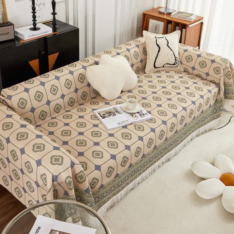 Waffle Sofa Cover Blanket Jacquard Non-slip Sofa Towel for Living Room Furniture Decor Tapestry Couch Cover Universal Sofa Towel