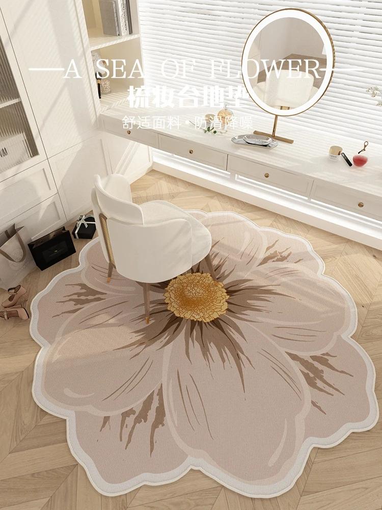 Flower Shape Cloakroom Floor Mat Large Area Luxury Rugs for Bedroom Thick Dresser Rug Nordic Living Room Decoration Plush Carpet