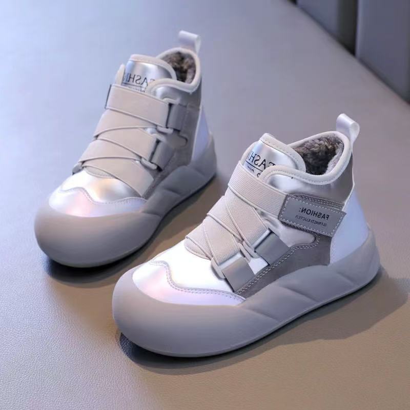 Girls' snow boots 2025 winter new children's large cotton shoes piled and thickened medium and older children's waterproof cotton boots to keep warm