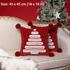 1PC 18 x 18 in Christmas Tree Pillow Cover with Hairball Comfortable Xmas Tree Pillowcase Soft Square Throw Pillow Cover